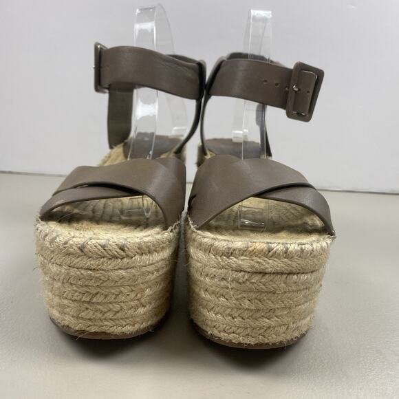 Marc Fisher Sandals 9 Platform Espadrille Brown Leather Ankle Strap Boho Randall - Picture 3 of 12